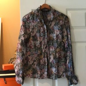 Zara Women’s Floral Cotton Button-Up Blouse